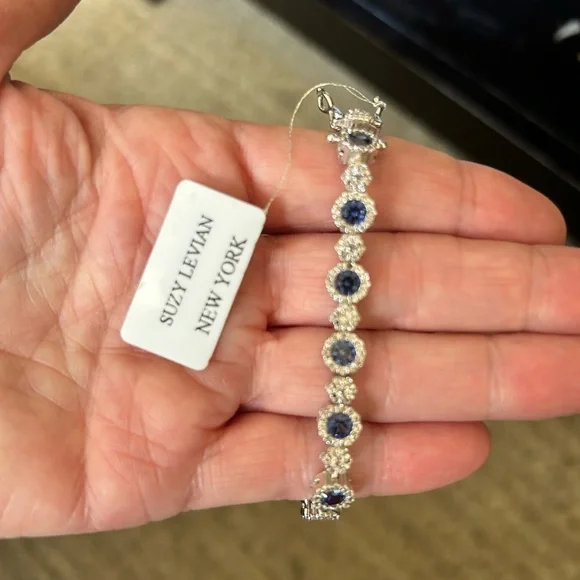 Suzy Levian NWT Diamond & Sapphire Tennis Bracelet 🎁 from ex that I won’t wear - Picture 3 of 3